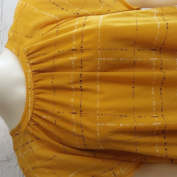 Apt 9 Yellow Plaid Flutter Sleeve Blouse Top 2X XXL - Picture 2 of 7